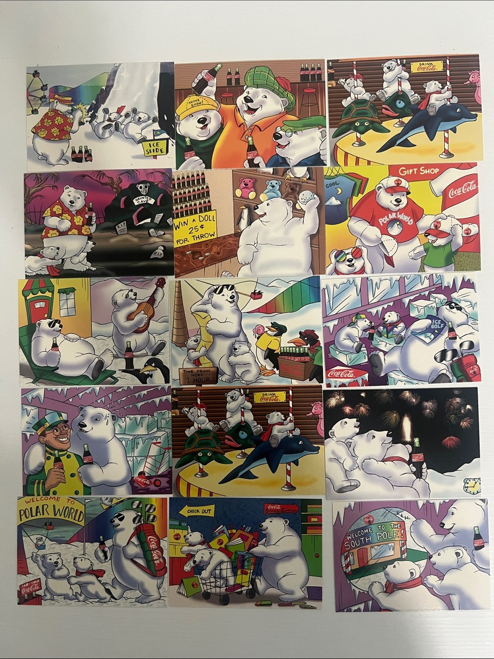1996 South Pole Vacation Coca Cola Polar Bears Trading Cards (15) - Lot #3